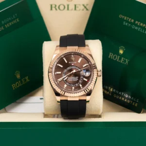 Rolex 326235 Oyster Perpetual Sky-Dweller 18k Everose Gold Chocolate Dial Watch