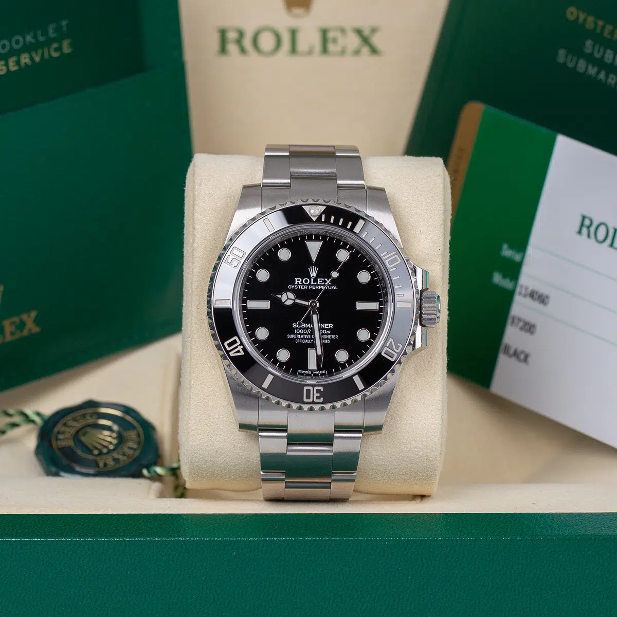 7DF08083-E2AD-4CA9-A081-4B2D039E0401 Rolex Submariner No Date 114060 Oyster Perpetual Mens Watch