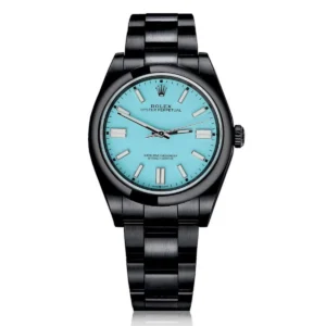 Rolex Oyster Perpetual 114300 Aftermarket Tiffany Blue Dial Black PVD Oyster