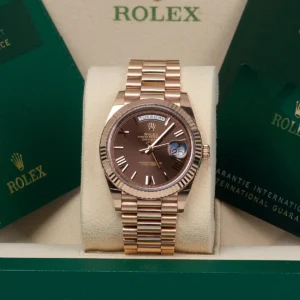 Rolex Day-Date 228235-0002 President 40mm Rose Gold Chocolate Roman Dial Watch