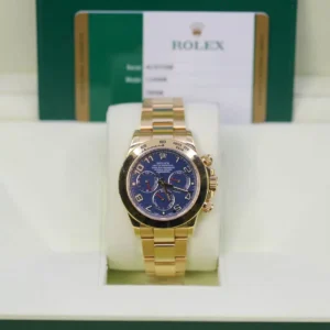 Rolex 116508 Cosmograph Daytona Blue Arabic Dial 18K Yellow Gold Oyster 40mm Watch