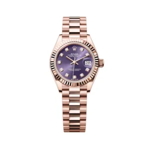 Rolex Lady-Datejust Aubergine Diamond-Set Dial President Everose Gold