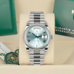Rolex 228206 Day-Date Ice Blue Roman Dial 40mm Platinum Men’s Watch